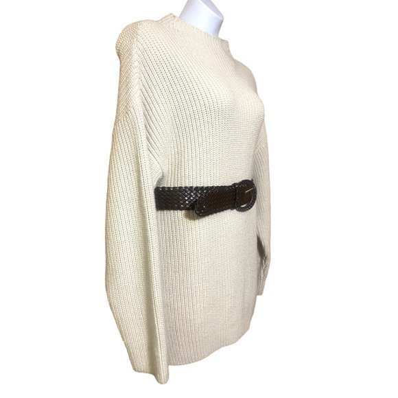 ZARA Creamy Tan Oversized Chunky Knit High Collared Sweater / Dress | XL - Picture 9 of 9